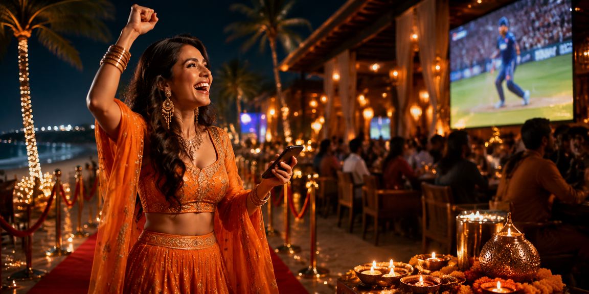 Goa festive environment with mobile payment for Teen Patti